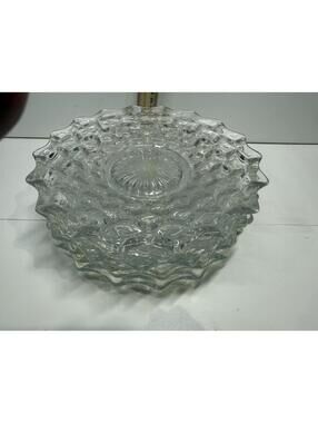 Set of 6 Vintage Clear Pressed Glass Plates Scalloped Edge 10”